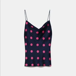 Zara Satin Effect Polka Dot Top